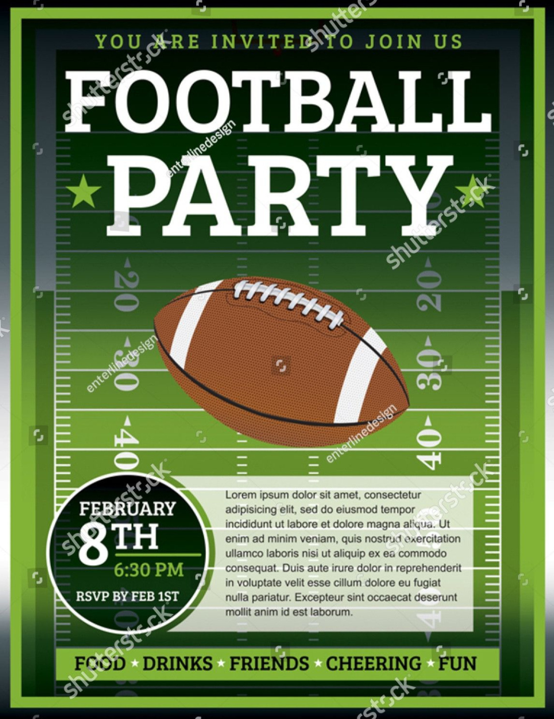 Free Editable Football Birthday Party Invitation Template