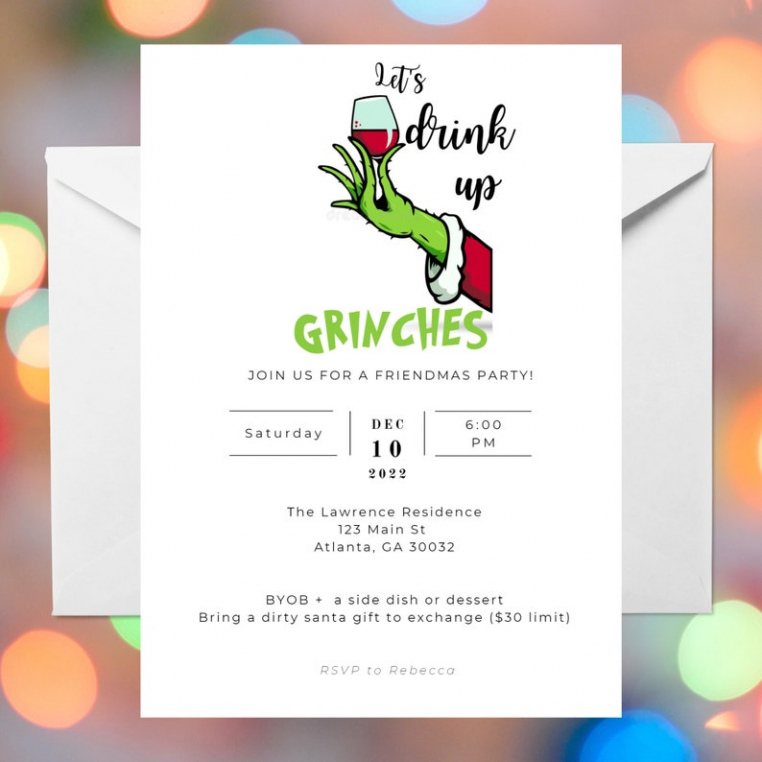 Free Editable Grinch Christmas Party Invitation Template Pdf Sample