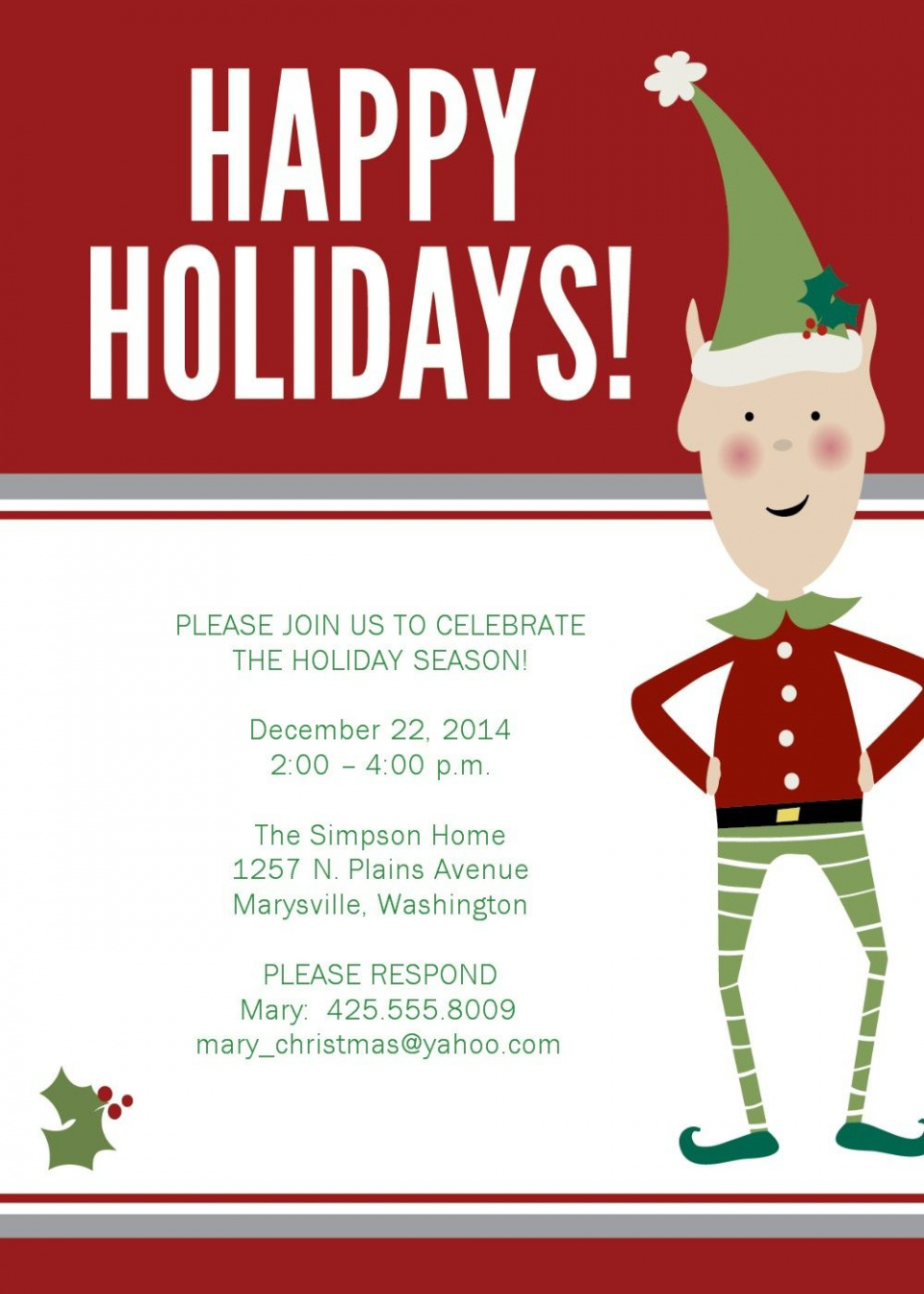 Free Editable Holiday Party Email Invitation Template Doc Sample