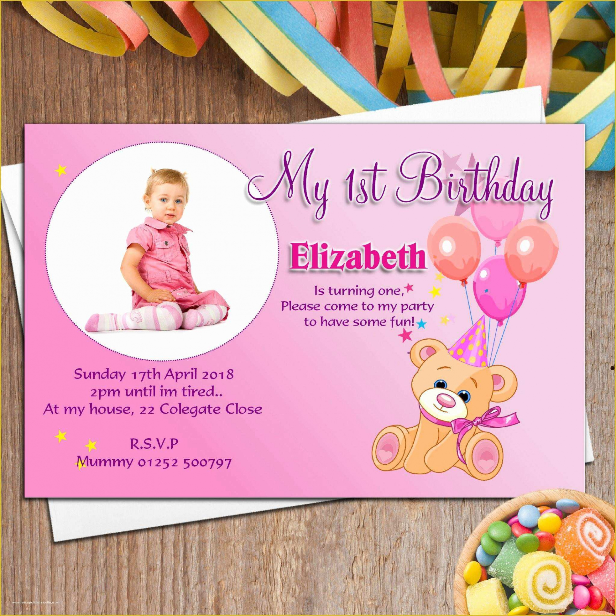 Free Editable One Year Birthday Invitation Template