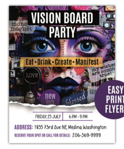 Free Editable Vision Board Party Invitation Template