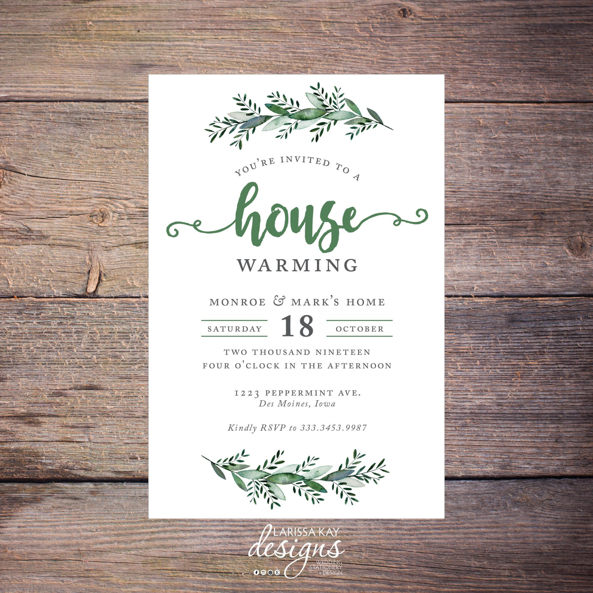 Free  House Warming Invitation Message Template Word Sample