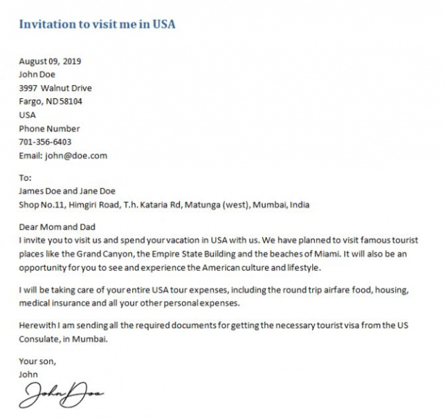 Free  Immigration Letter Of Invitation Template  Sample