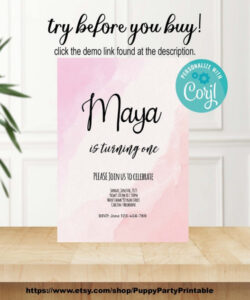 Free  One Year Birthday Invitation Template Word Sample