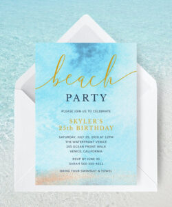 Free Printable Beach Birthday Party Invitation Template  Sample