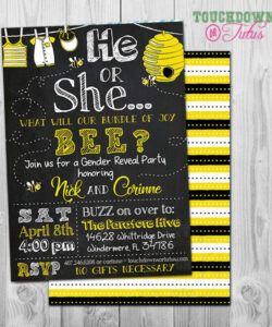 Free Printable Bee Gender Reveal Invitation Template Word Sample