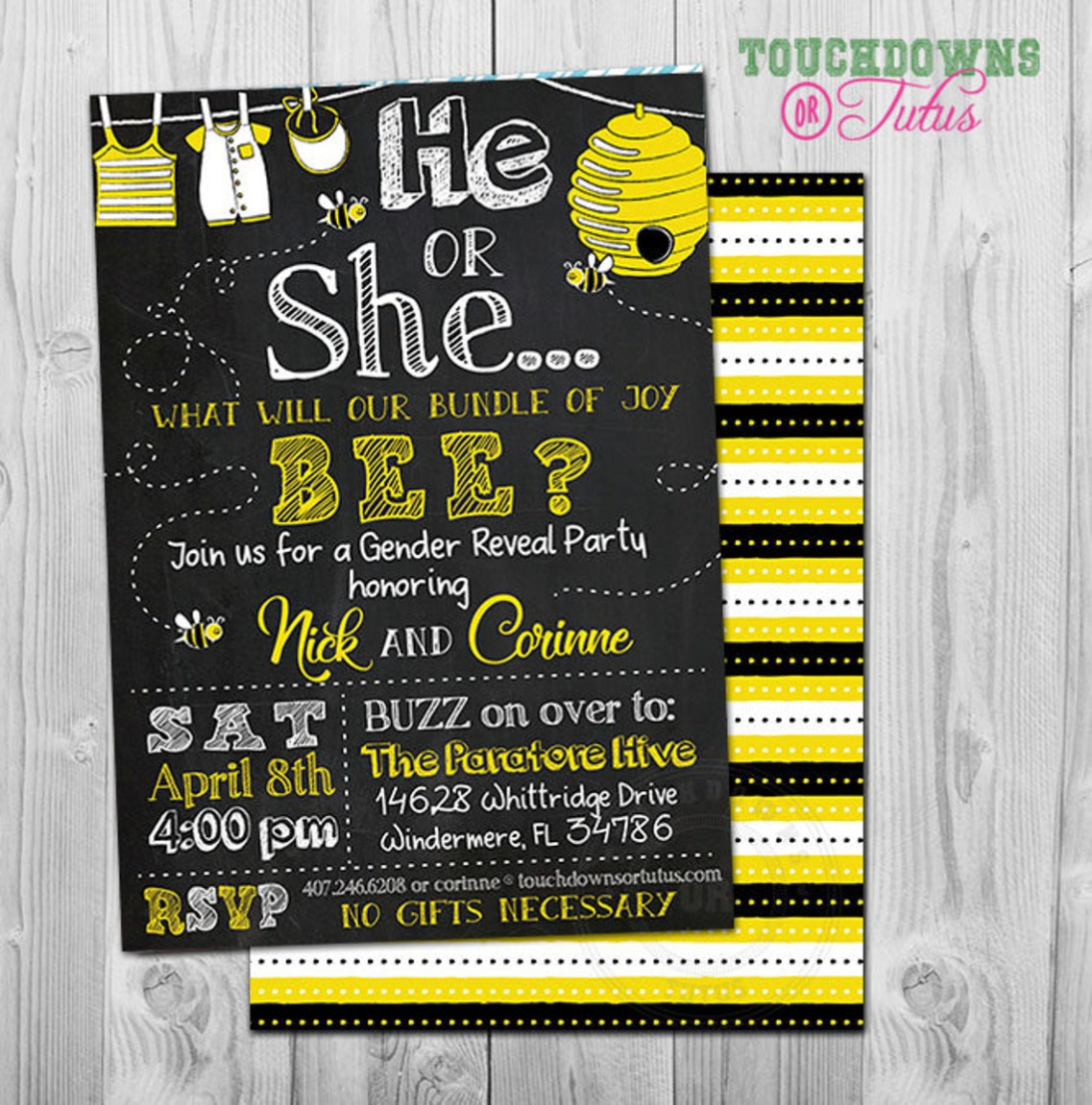 Free Printable Bee Gender Reveal Invitation Template Word Sample