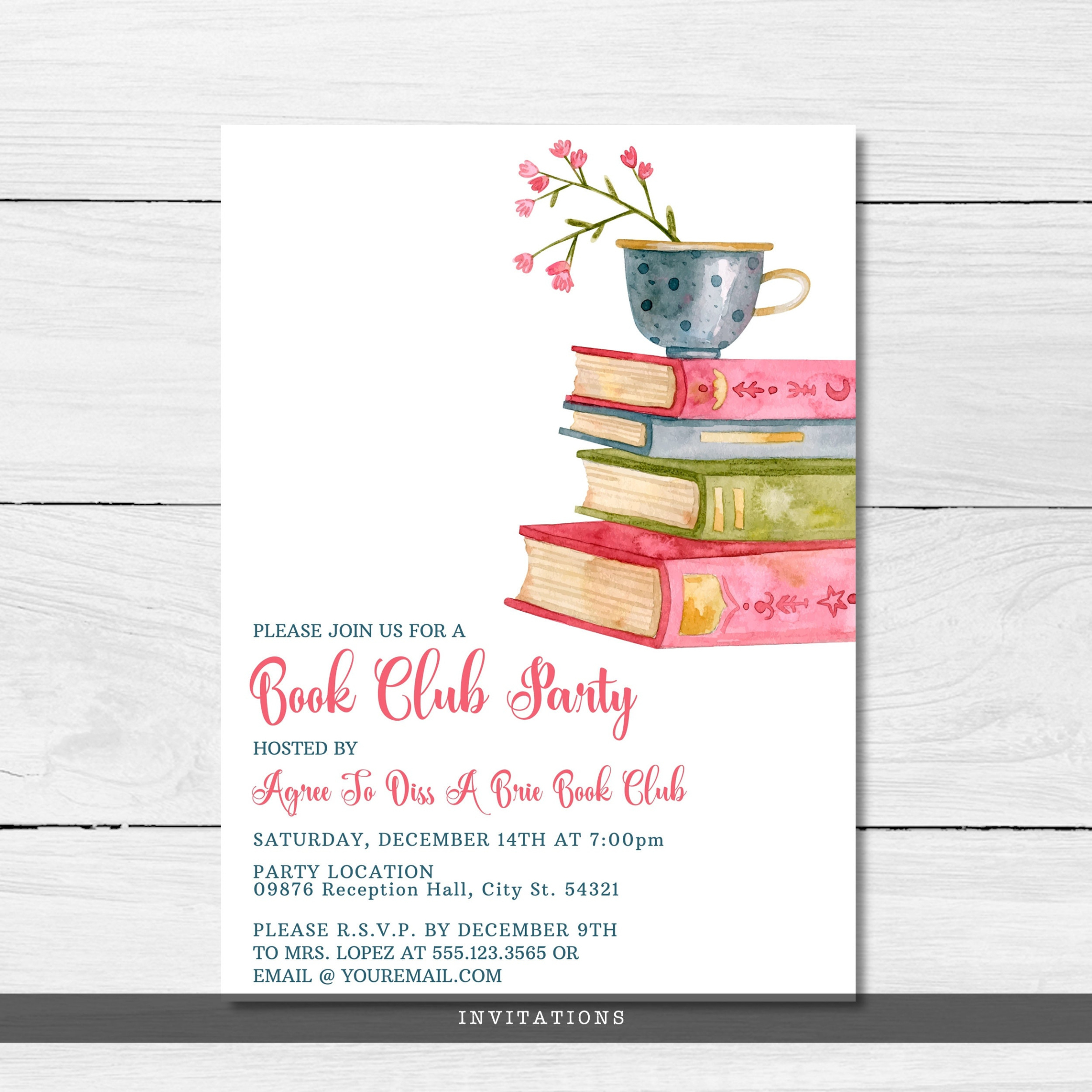 Free Printable Book Club Invitation Email Template