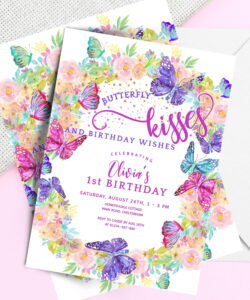 Free Printable Butterfly Birthday Invitation Card Template Word