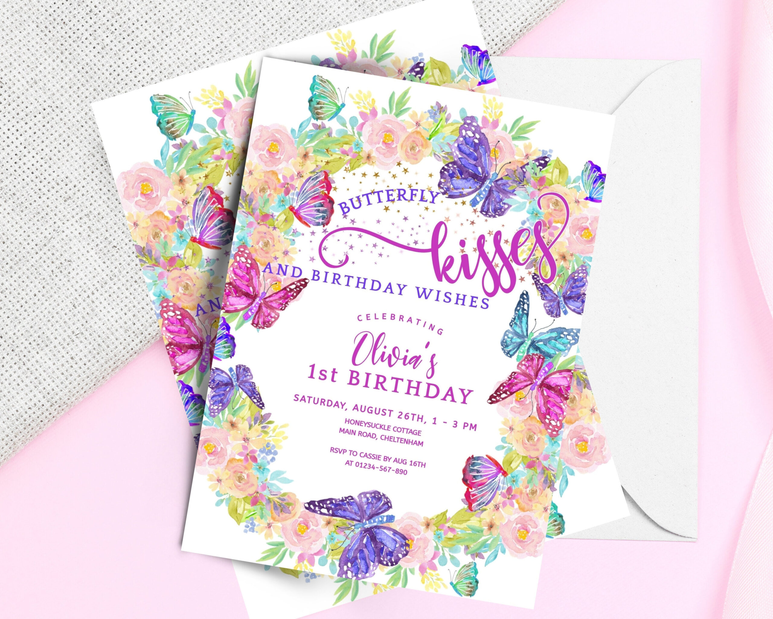 Free Printable Butterfly Birthday Invitation Card Template Word