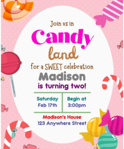 Free Printable Candy Land Theme Invitation Template Doc