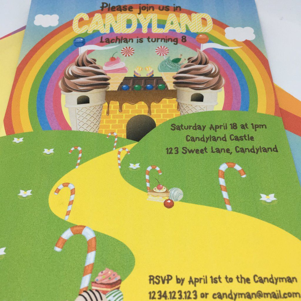 Free Printable Candy Land Theme Invitation Template Word