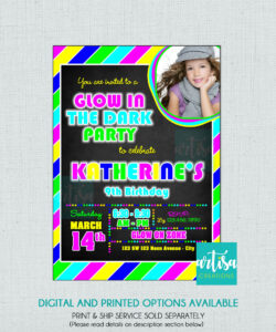 Free Printable Glow In The Dark Birthday Invitation Template  Sample