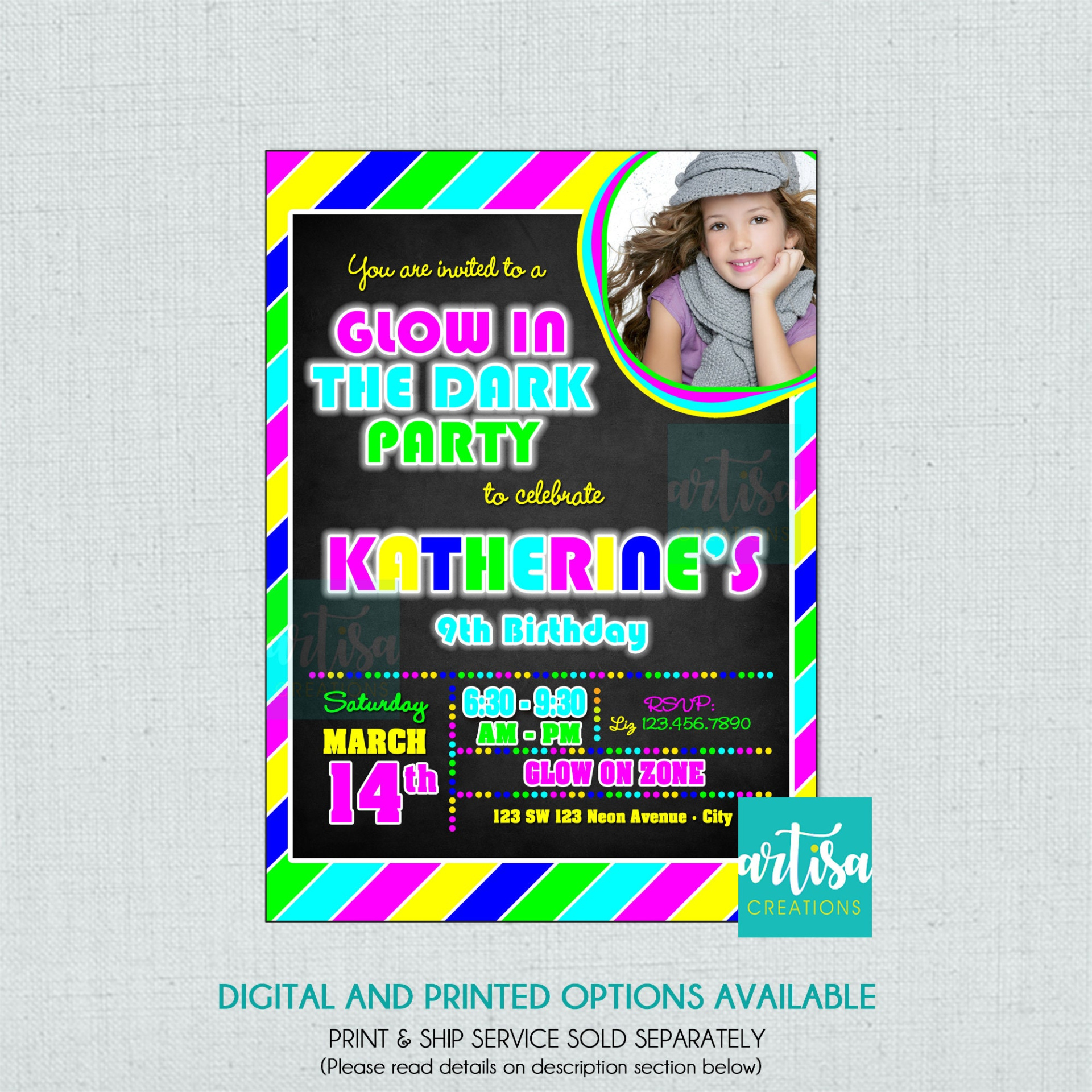 Free Printable Glow In The Dark Birthday Invitation Template  Sample