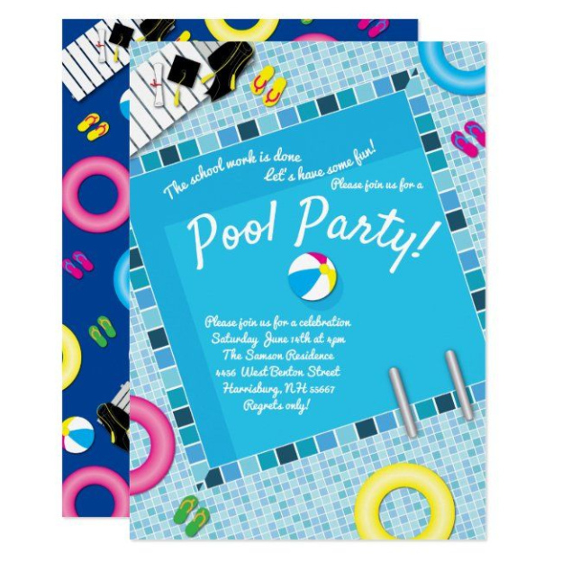 Free Printable Graduation Pool Party Invitation Template  Sample