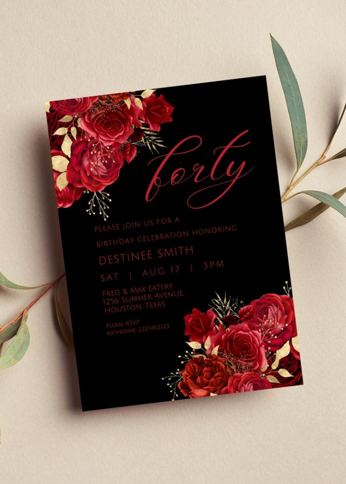 Free  Red And Black Invitation Template