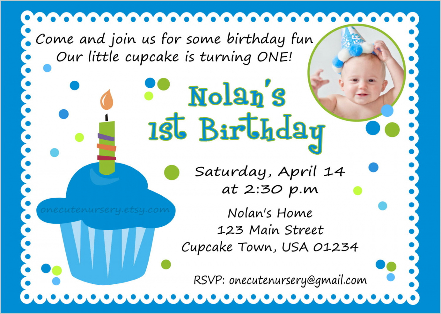 Printable 1St Birthday Invitation Card Template Doc Sample