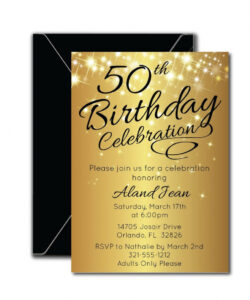 Printable 50Th Birthday Invitation Card Template  Sample