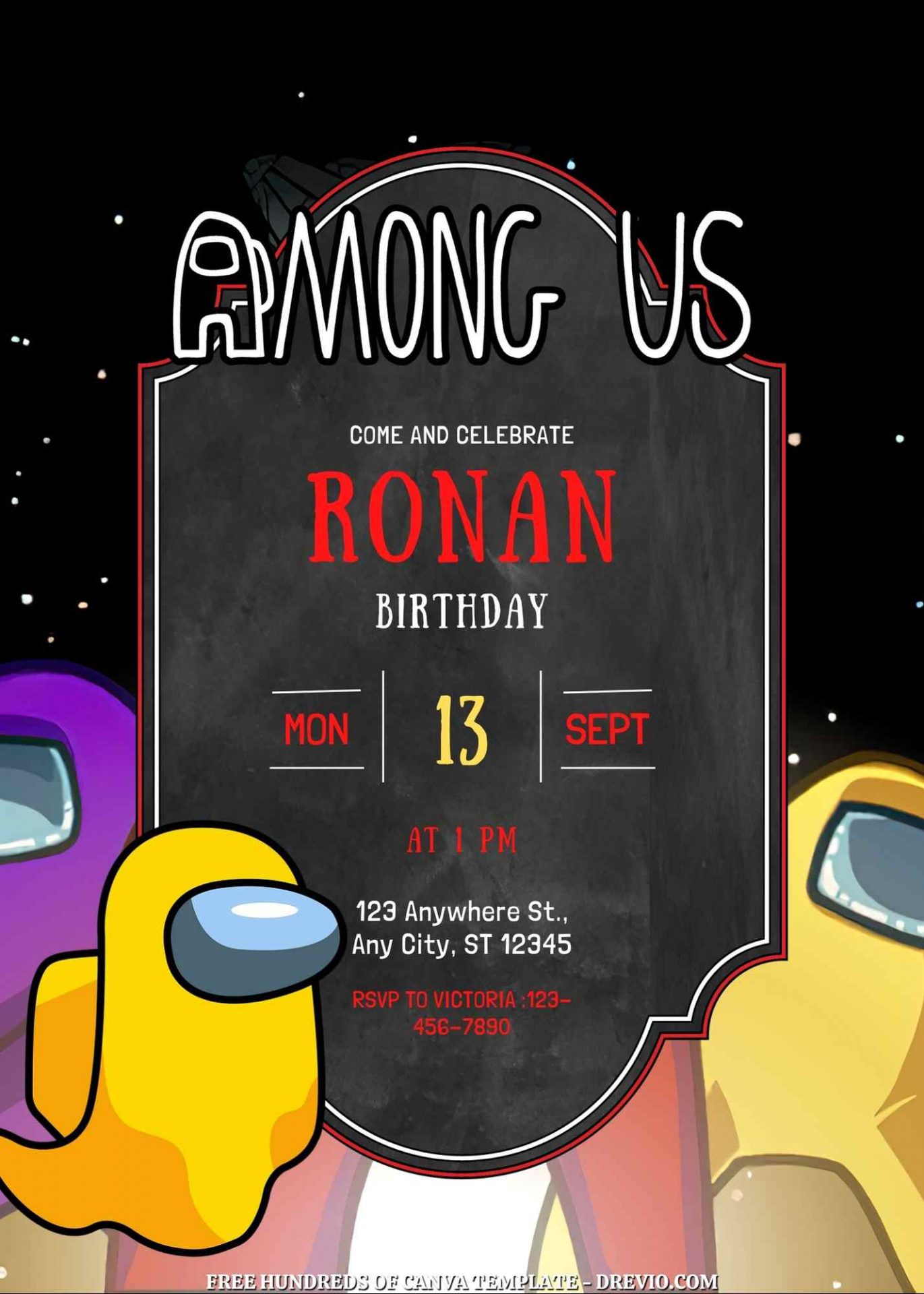 Printable Among Us Birthday Invitation Template Excel Sample