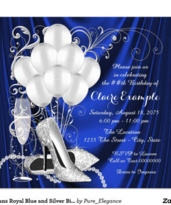 Printable Blue And Silver Invitation Template Word Sample