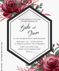 Printable Burgundy Floral Wedding Invitation Template Word