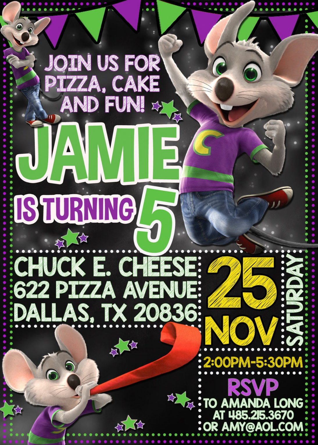 Printable Chuck E Cheese Invitation Template Doc