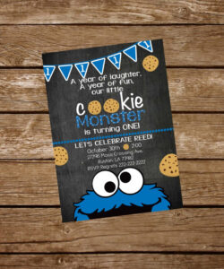 Printable Cookie Monster Birthday Invitation Template Word Sample