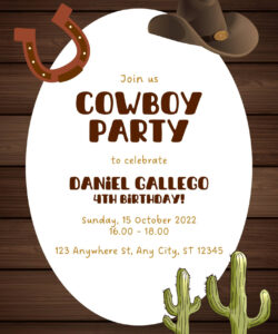 Printable Cowboy Theme Party Invitation Template Excel Sample