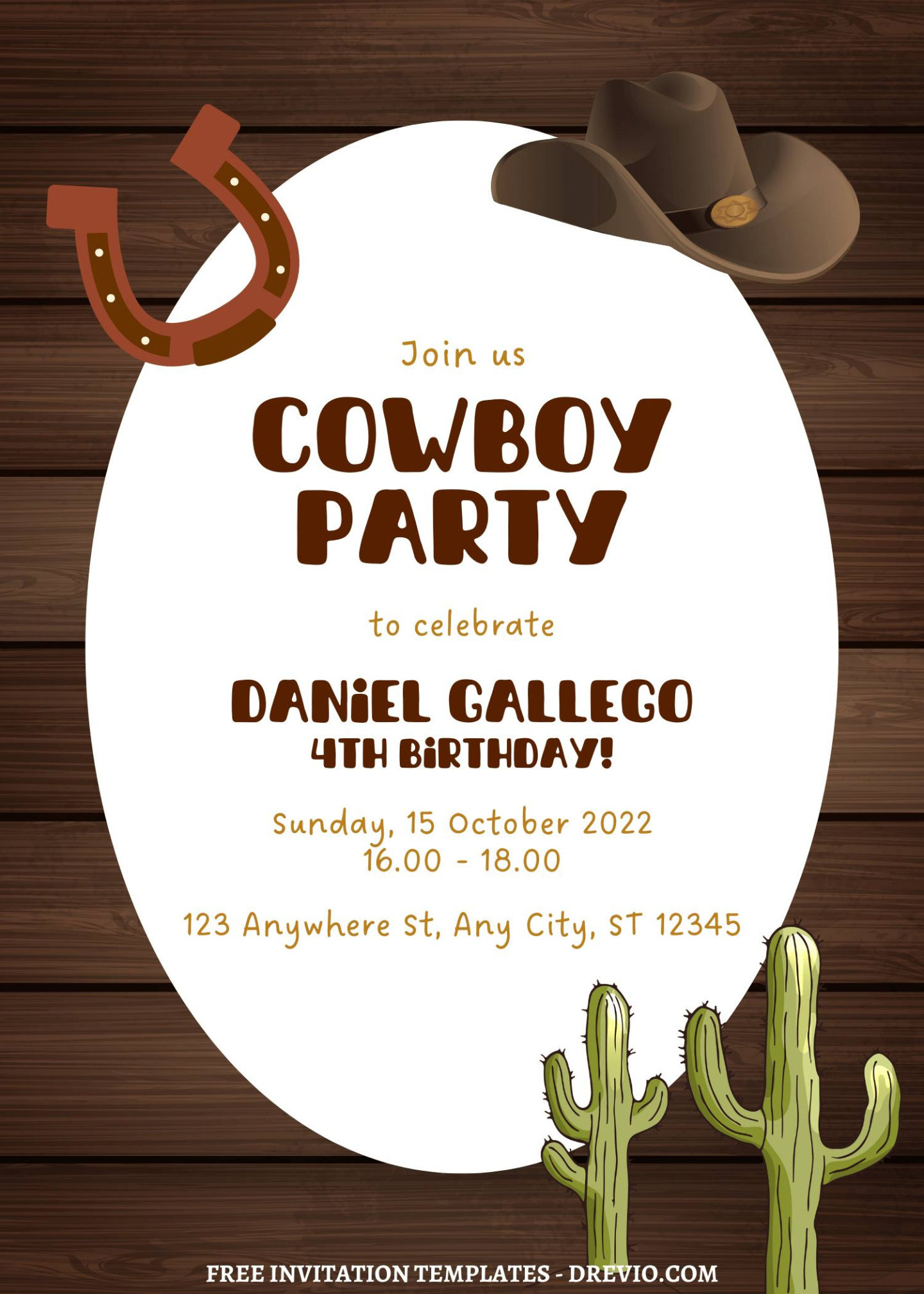 Printable Cowboy Theme Party Invitation Template Excel Sample