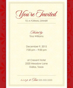 Printable Formal Dinner Party Invitation Template Excel Sample