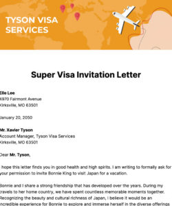 Printable Invitation Letter For Visa Template Word