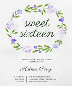 Printable Sweet 16 Birthday Invitation Template Pdf Sample