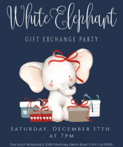 Printable White Elephant Party Invitation Template Pdf Sample