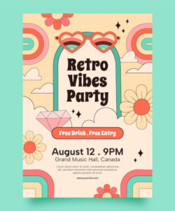 Blank 70S Theme Party Invitations Template Excel Sample