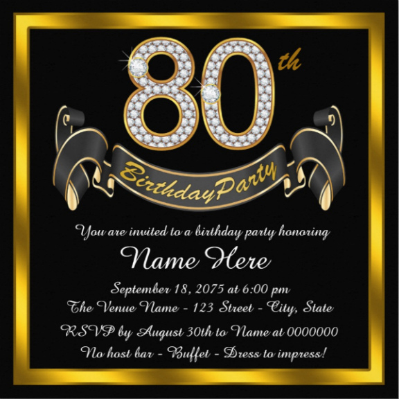 Blank 80Th Birthday Party Invitation Template Excel