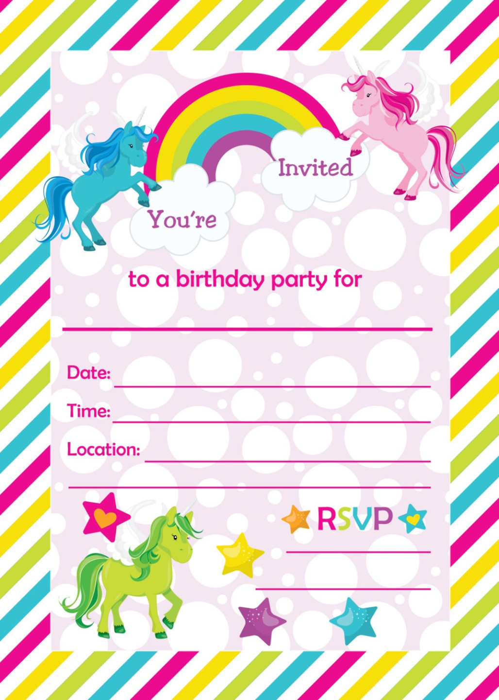 Blank Art Birthday Party Invitation Template