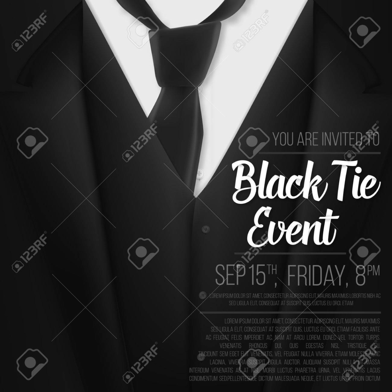 Blank Black Tie Event Invitation Template Word Sample