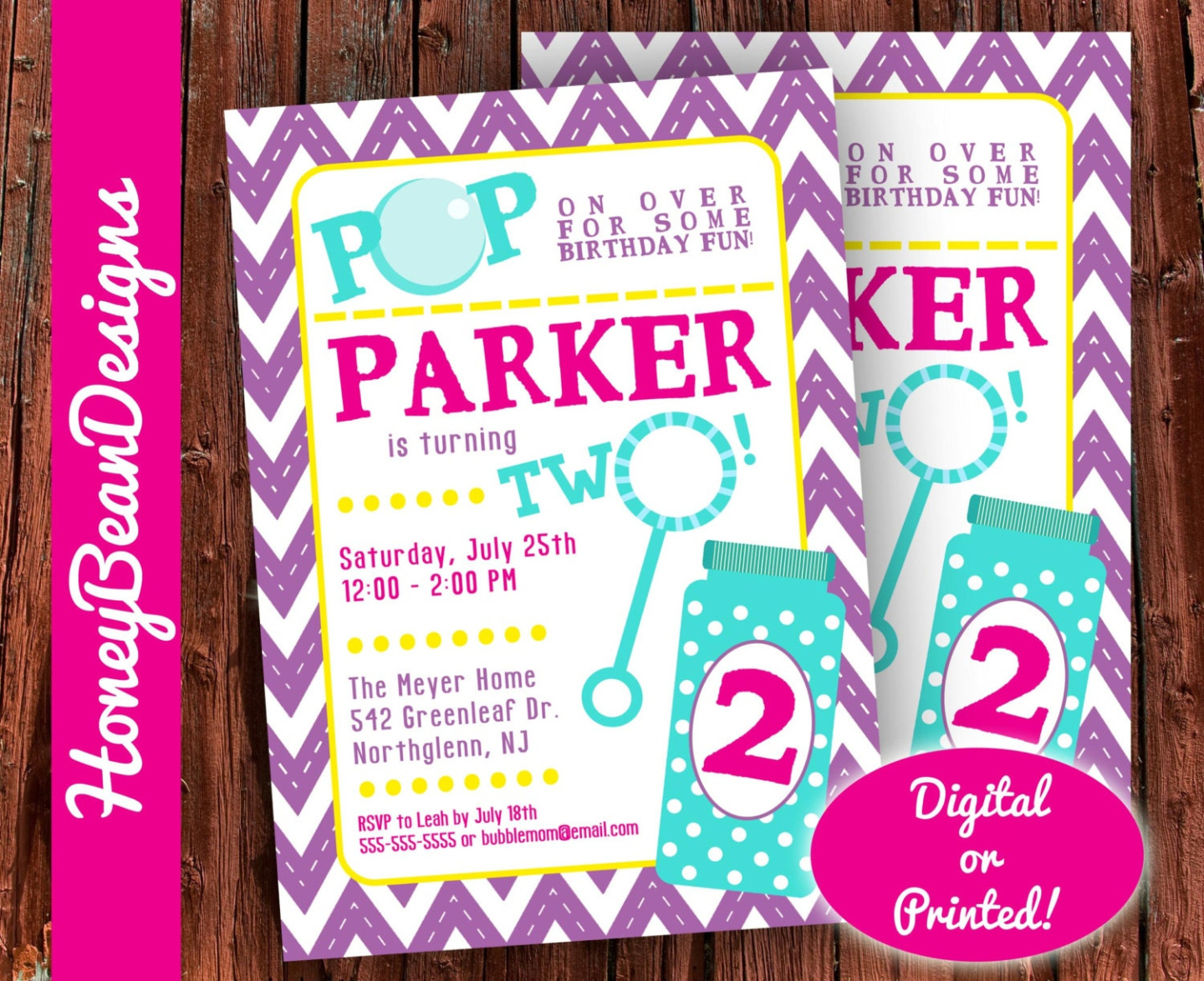 Blank Bubble Birthday Party Invitation Template