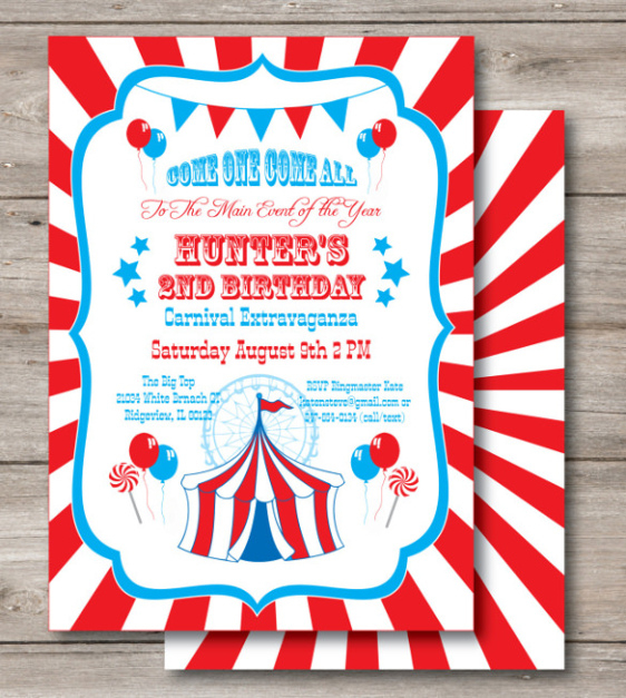 Blank Carnival Theme Birthday Invitation Template Word Sample