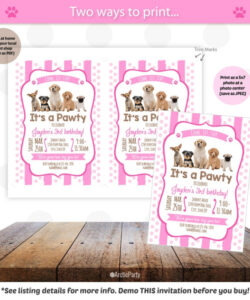 Blank Dog Birthday Party Invitation Template Doc