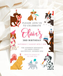 Blank Dog Birthday Party Invitation Template  Sample