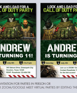 Call Of Duty Birthday Invitation Template Excel Sample