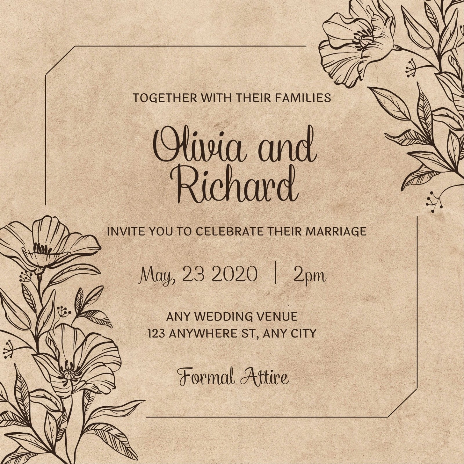 Country Style Wedding Invitation Template Excel