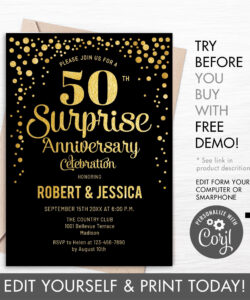 Custom 50Th Wedding Anniversary Invitation Template  Sample