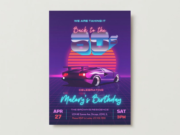 Custom 80S Theme Party Invite Template