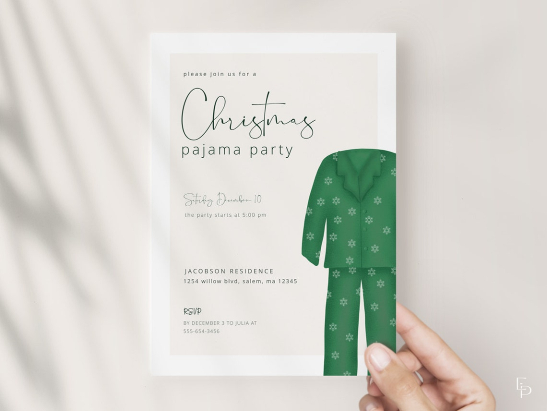 Custom Christmas Pajama Party Invitation Template Pdf