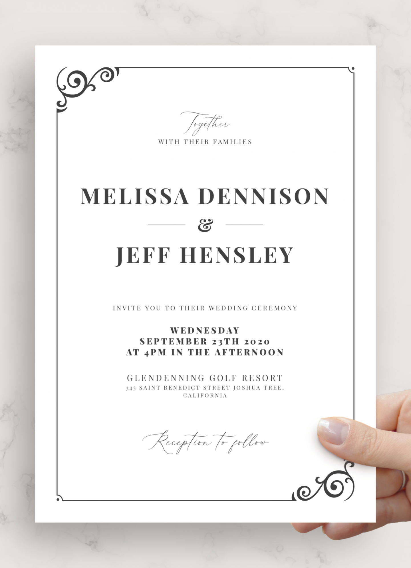 Custom Country Style Wedding Invitation Template Word Sample