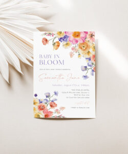 Editable Baby In Bloom Invitation Template Word Sample