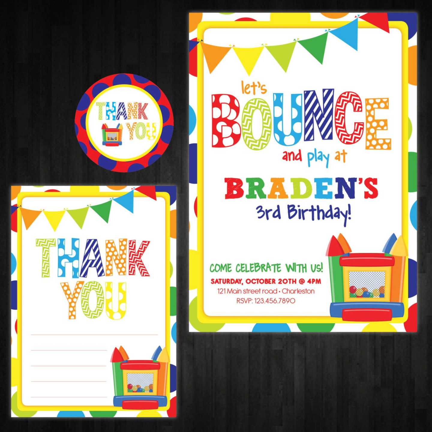 Editable Bounce House Party Invitation Template  Sample