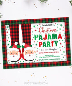 Editable Christmas Pajama Party Invitation Template  Sample